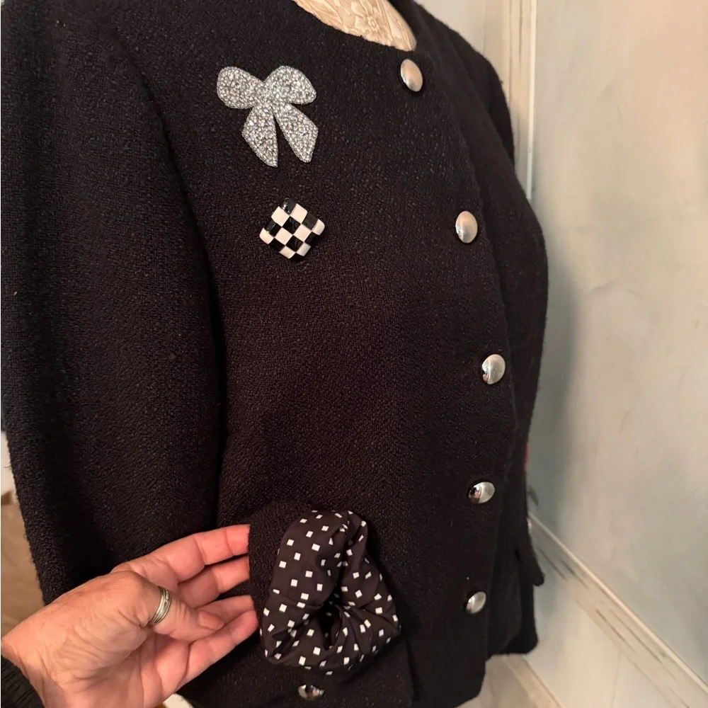 Anthropologie Black and Red Blazer with Heart Detail - Picture 10 of 12